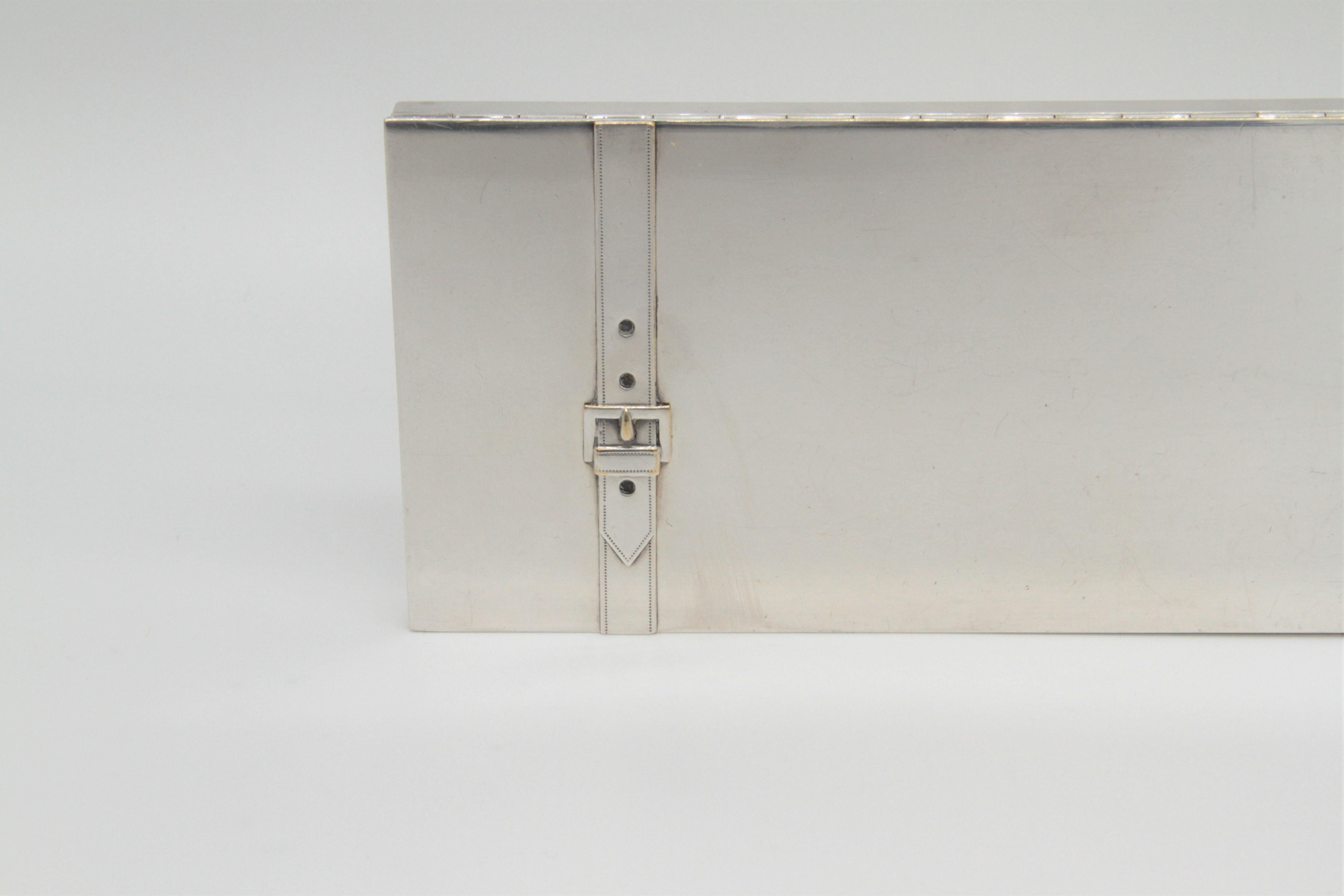 French Silvered-Metal Cigarette Box by Maria Perguay, 1960s For Sale