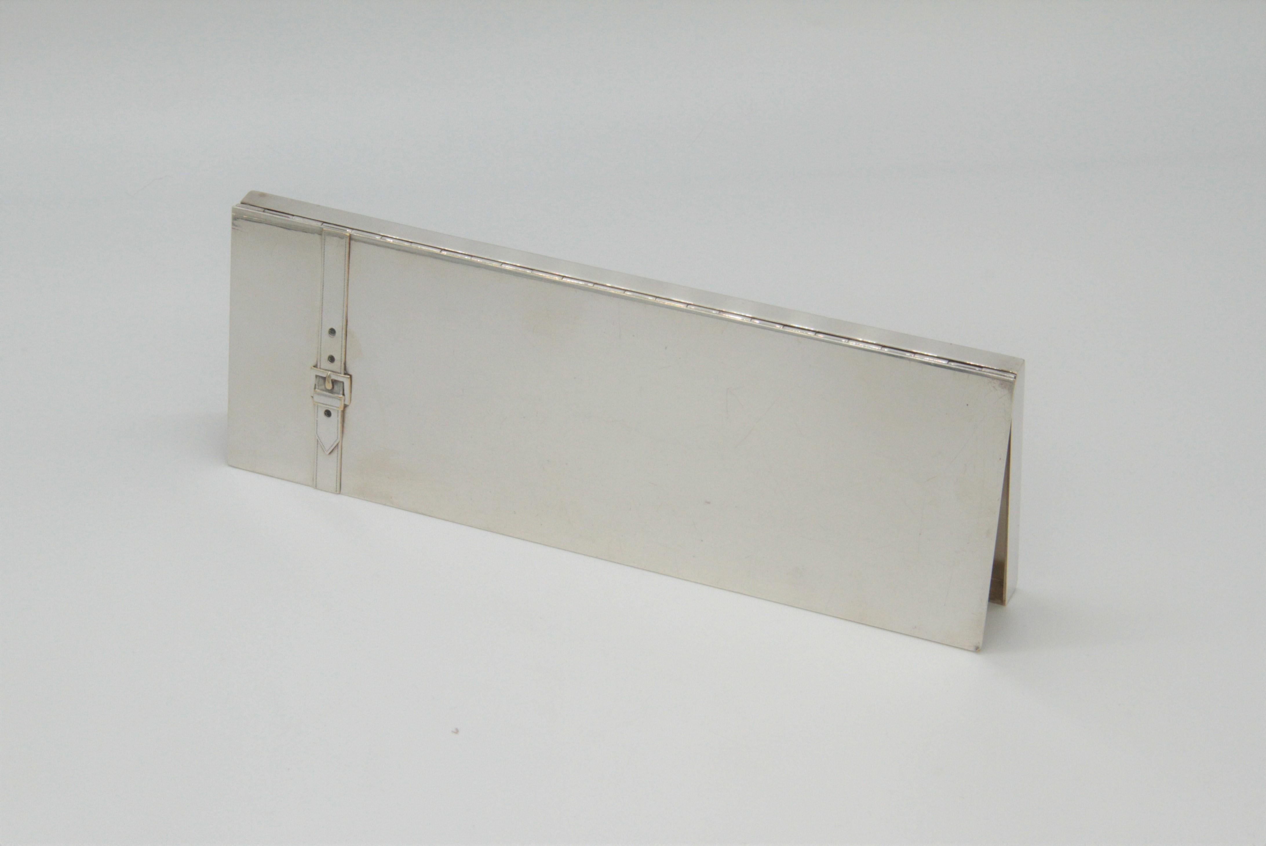 Silvered-Metal Cigarette Box by Maria Perguay, 1960s In Good Condition For Sale In Paris, France