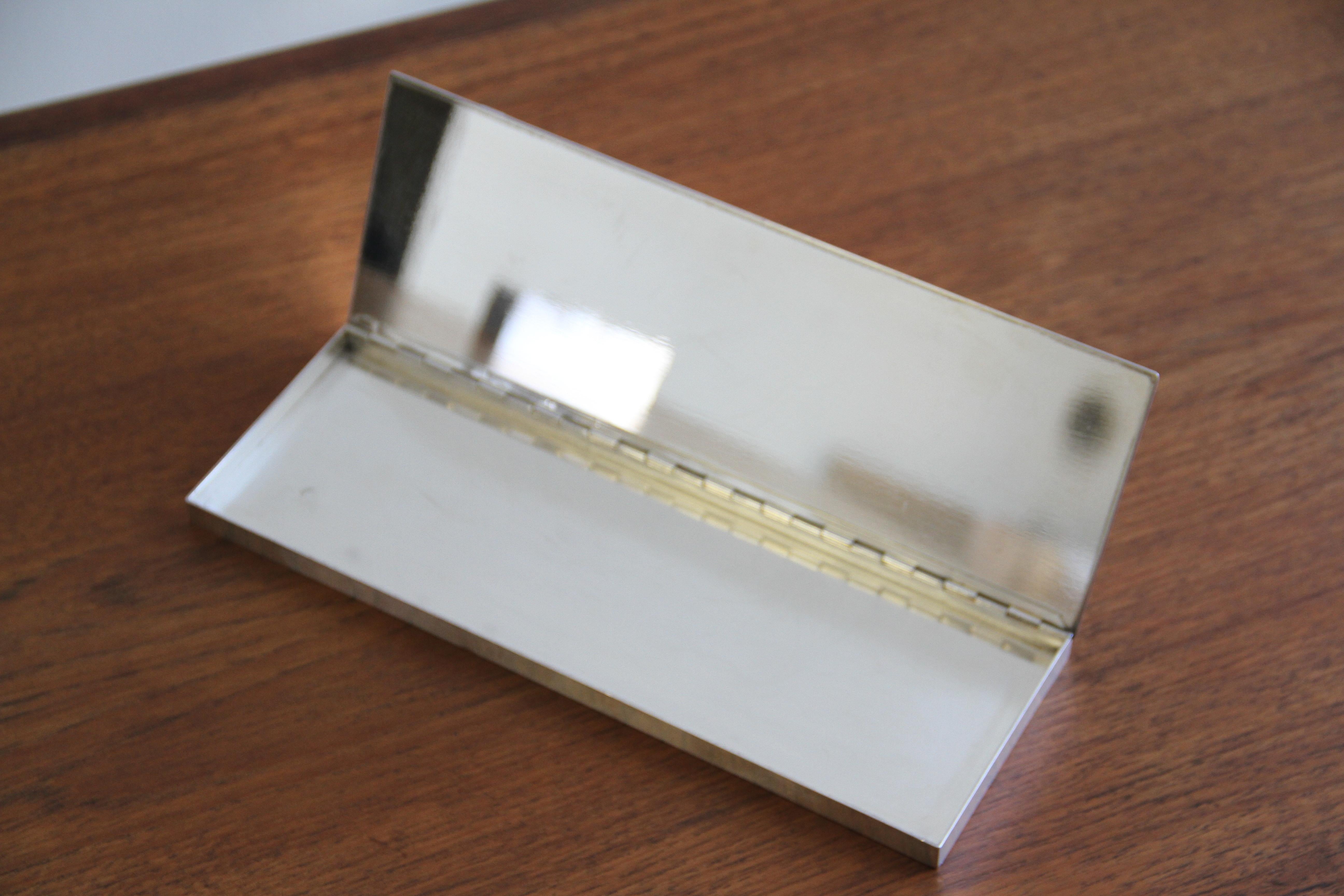 Silvered-Metal Cigarette Box by Maria Perguay, 1960s For Sale 3