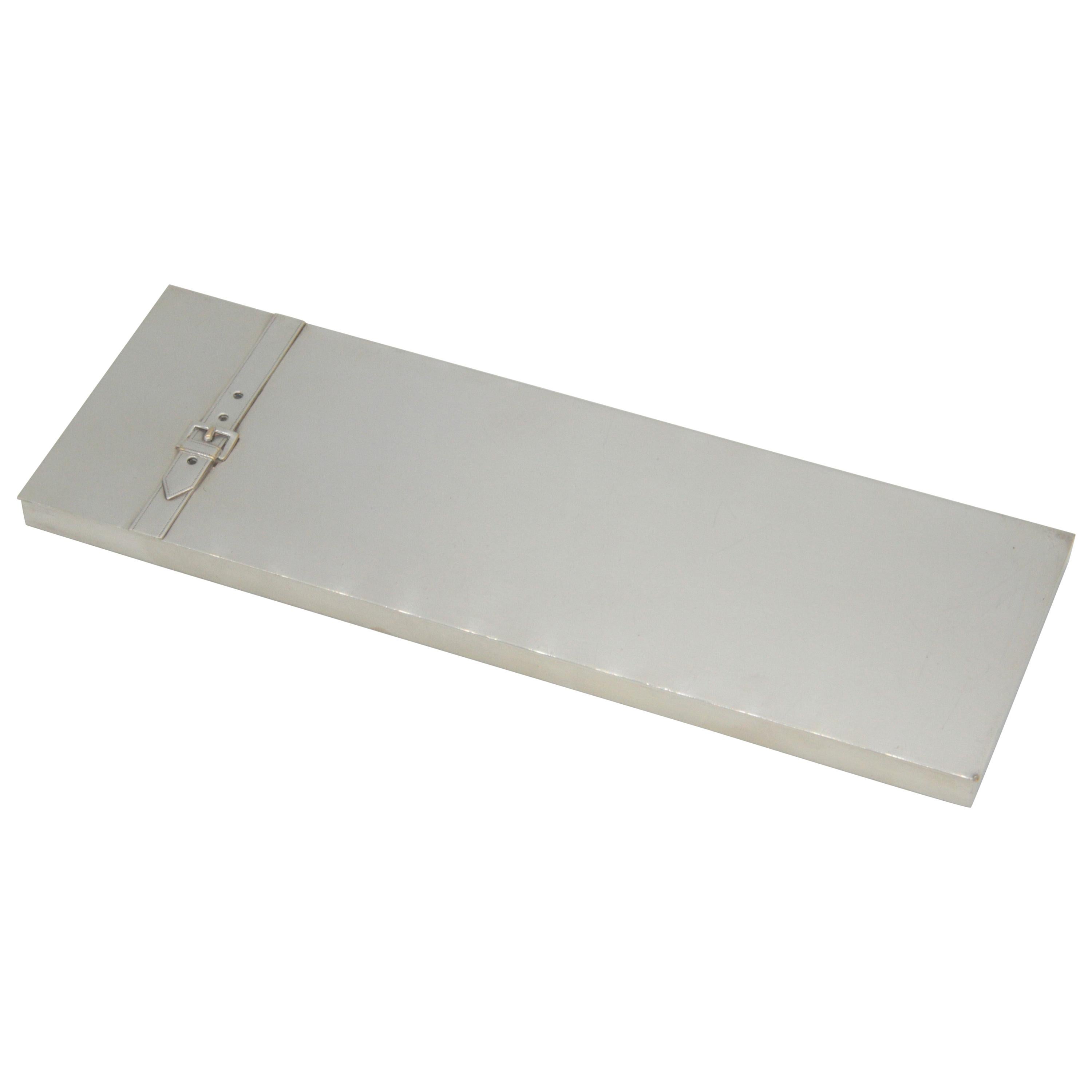 Silvered-Metal Cigarette Box by Maria Perguay, 1960s For Sale