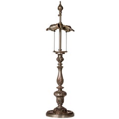 Silver Plate Neoclassical Table Lamp Attributed to E. F. Caldwell, Circa 1910s