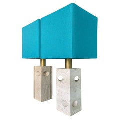 A similar pair of Italian 1970s travertine lamps by Fratelli Mannelli