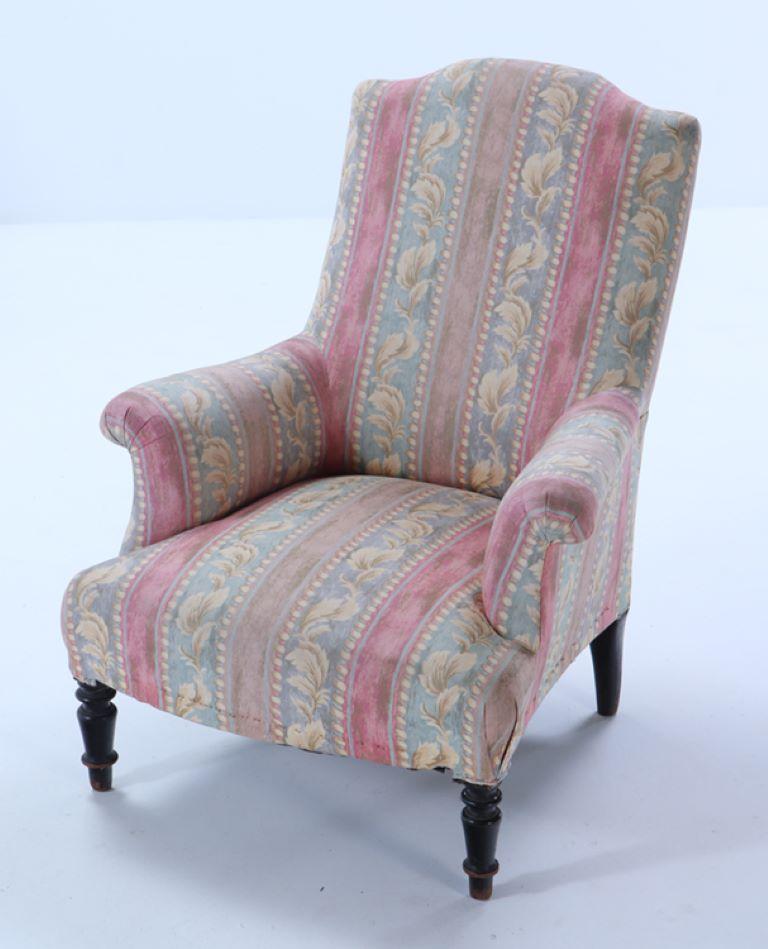 Upholstery A similiar pair of French Napoleon III library chairs circa 1860 For Sale