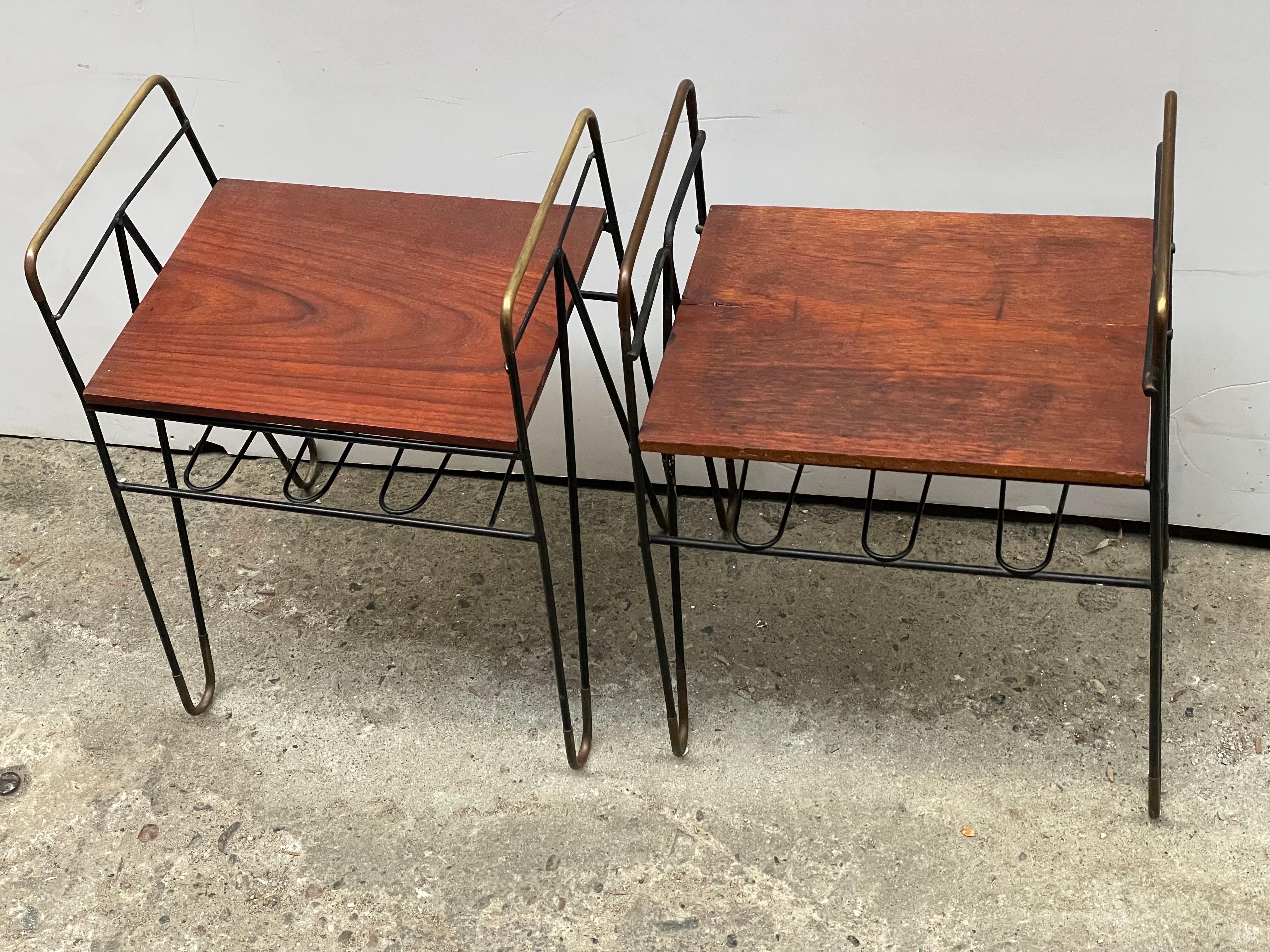Mid-Century Modern Simple Danish Set of Metal Nightstands from the 1960´S For Sale