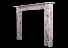 Simple English Fireplace in Italian Arabescato Marble