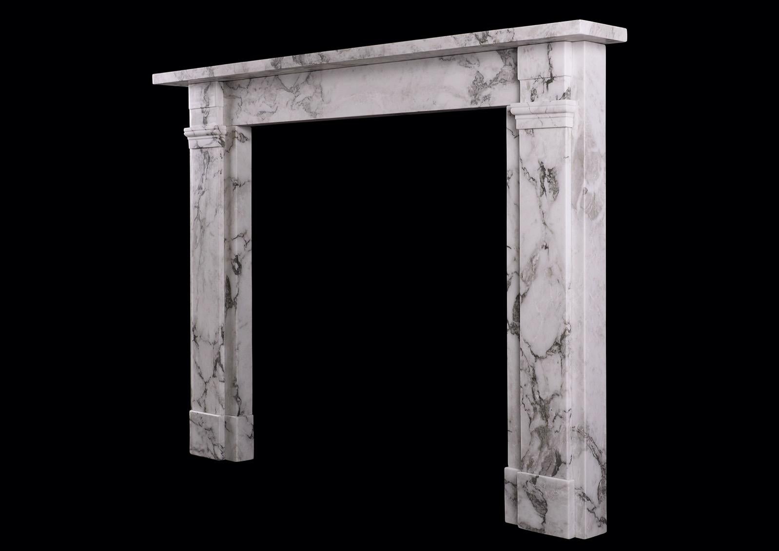 Simple English Fireplace in Italian Arabescato Marble In Good Condition For Sale In London, GB