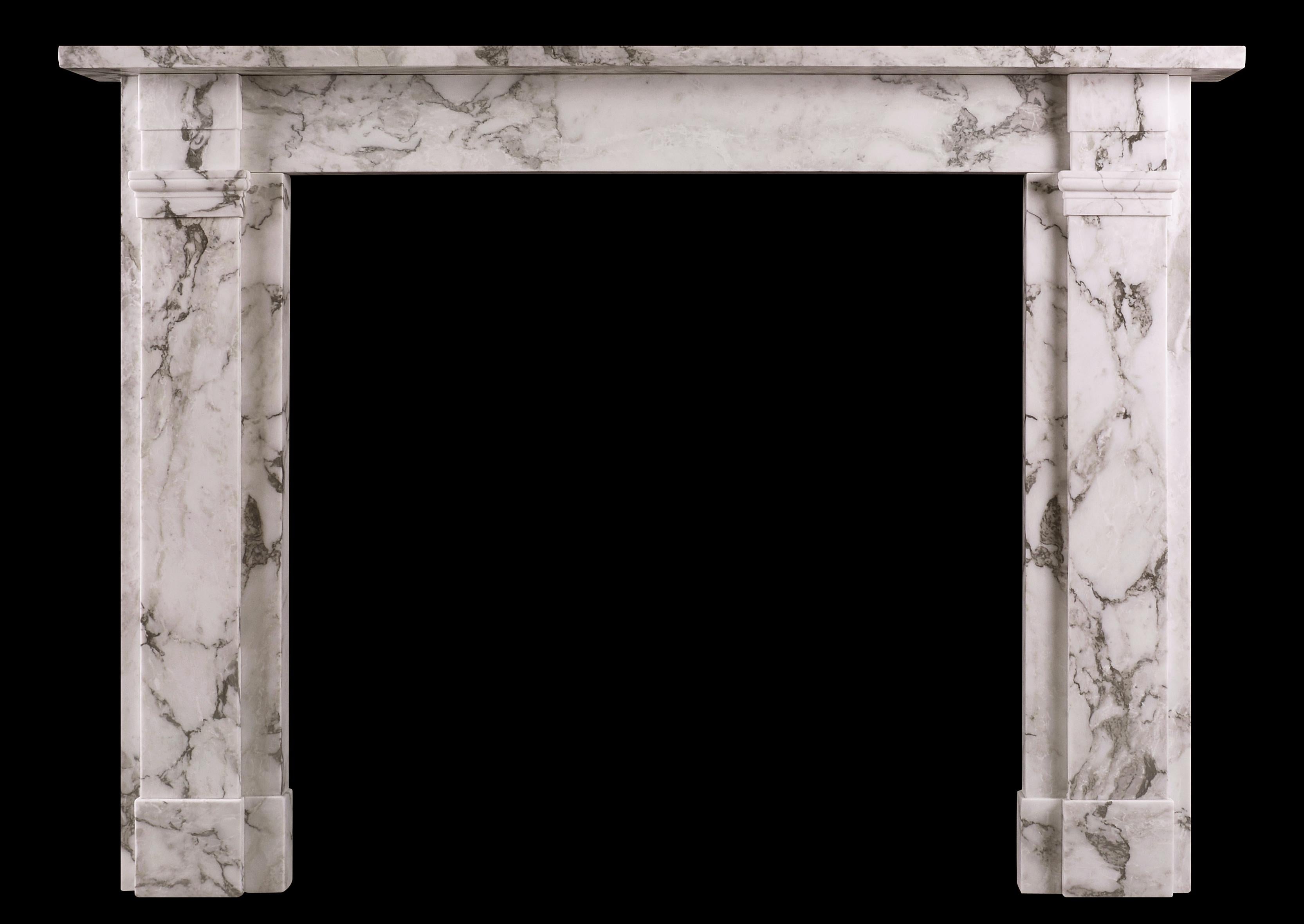 Simple English Fireplace in Italian Arabescato Marble For Sale 1