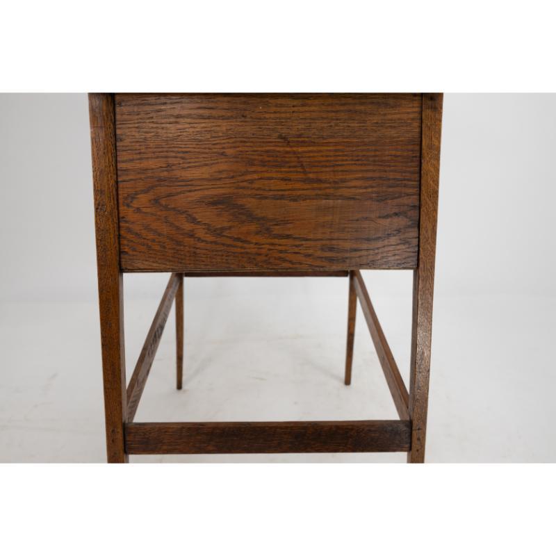 A simple oak oblong side or bedside table with a moulded edge to the top For Sale 6