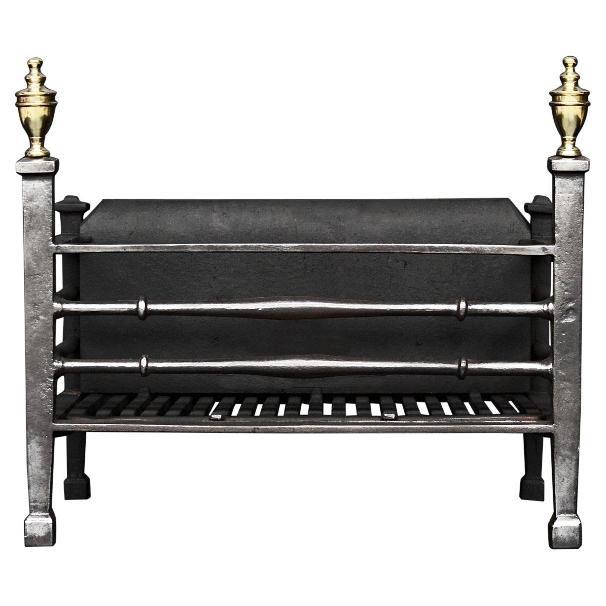 Simple Polished Steel Firegrate For Sale