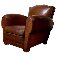 A Simply Stunning 1940’s French leather club chair, Havana Moustache Model