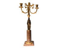 Single 19th Century Baltic Empire Figural Three-Arm Candelabra