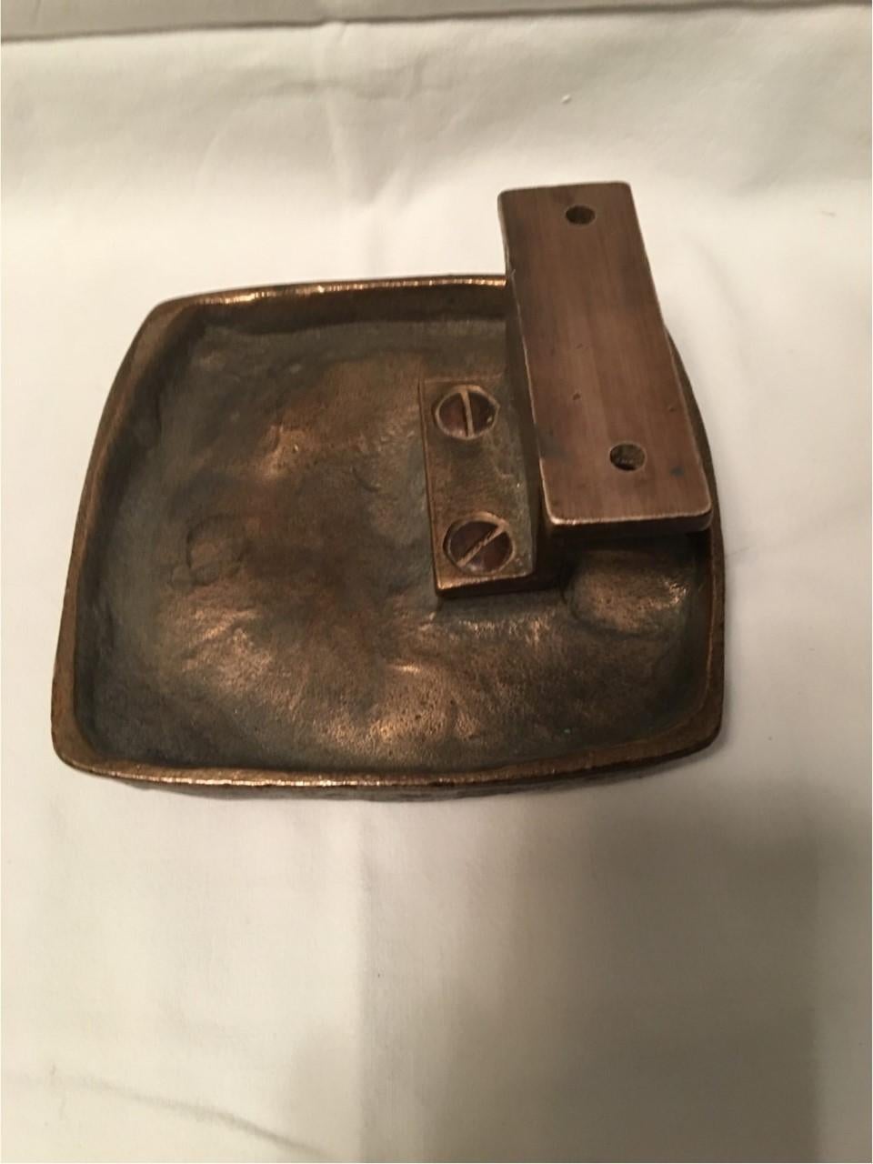 Late 20th Century Single Brutalist Style Brass Front Door Handle For Sale