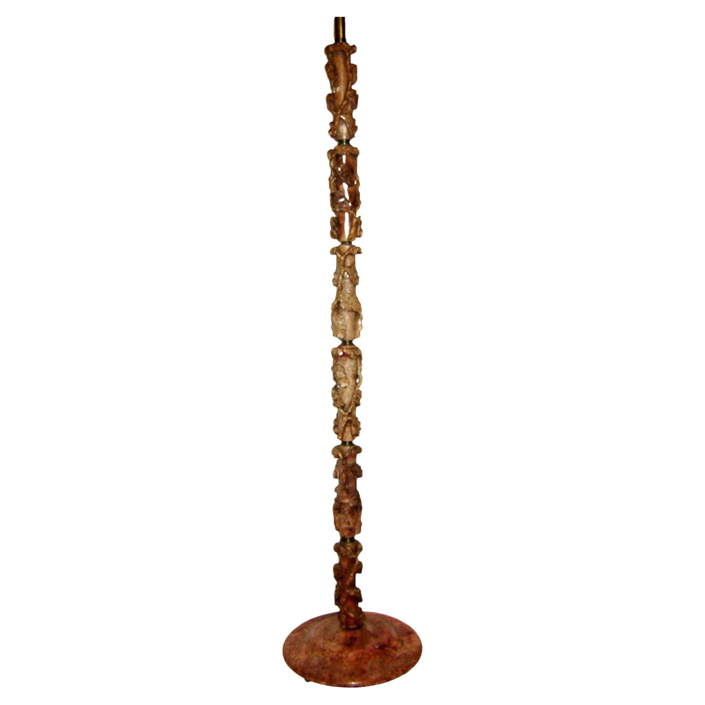 Single Carved Marble Floor Lamp For Sale