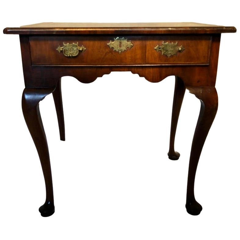 Single Drawer Walnut Side Table or Lowboy, circa 1750