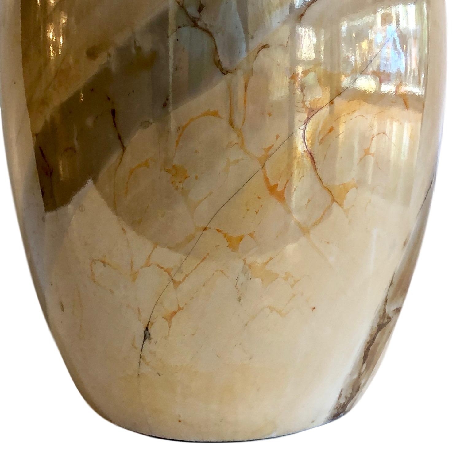 Italian Single Faux Marble Table Lamp For Sale