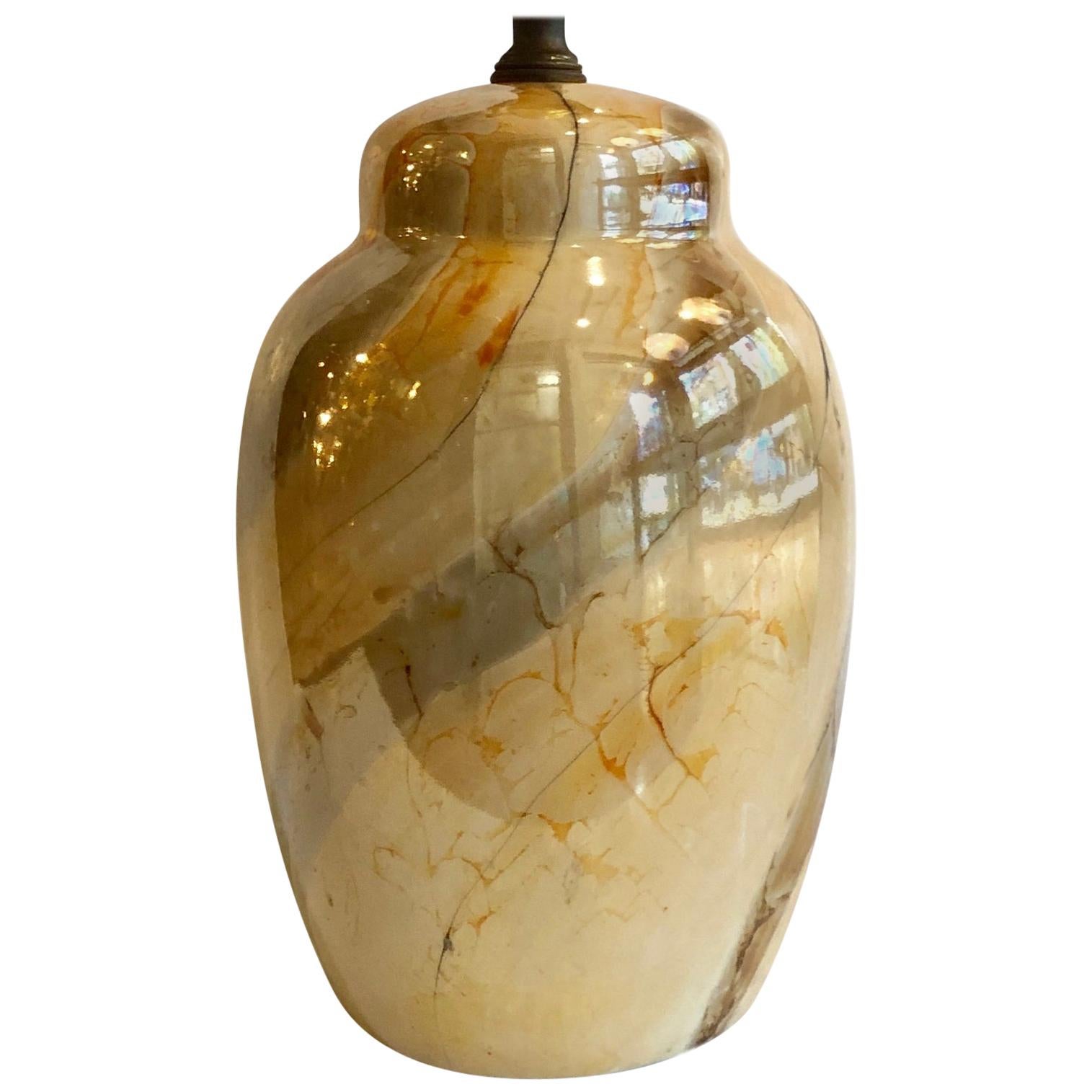 Mid-20th Century Single Faux Marble Table Lamp For Sale