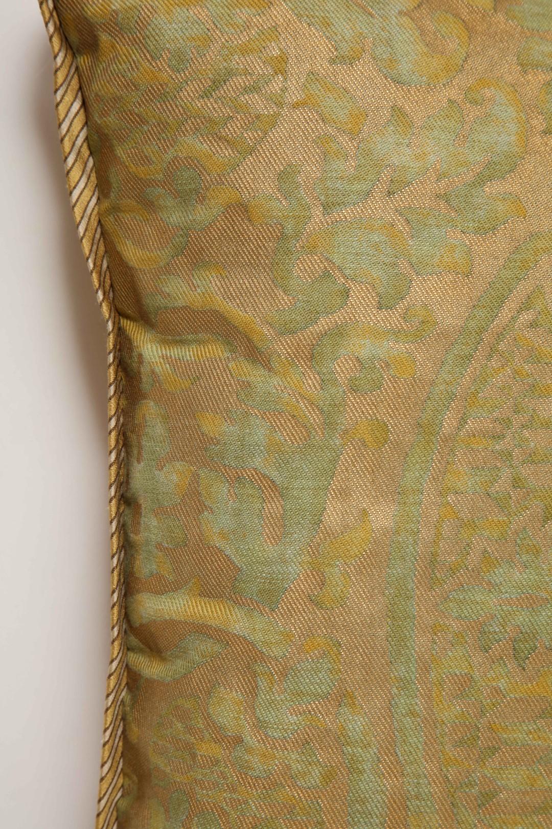 North American Single Fortuny Fabric Cushions in the Orsini Pattern