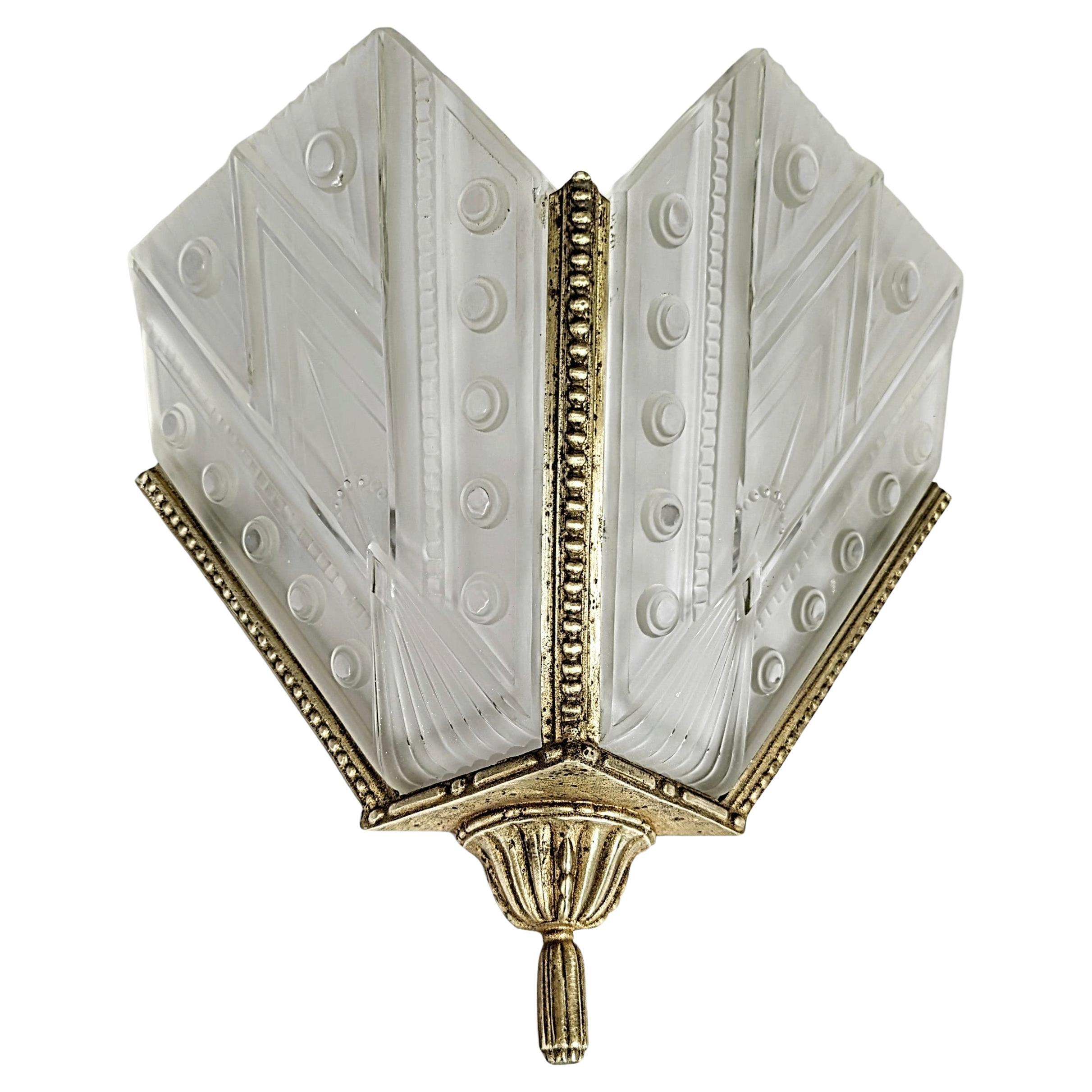 A Pair of French Art Deco Wall Sconces by “Georges Leleu” For Sale