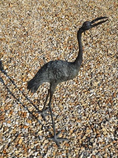 Single Japanese Meiji Period Bronze Sculpture of a Crane