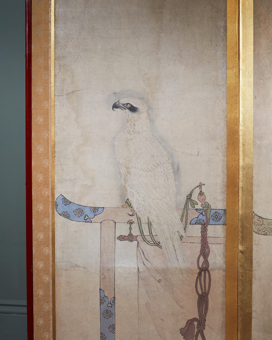 A Single Late 19th Century Six Panel Paper Screen, in the manner of Soga Chokuan In Good Condition For Sale In London, GB