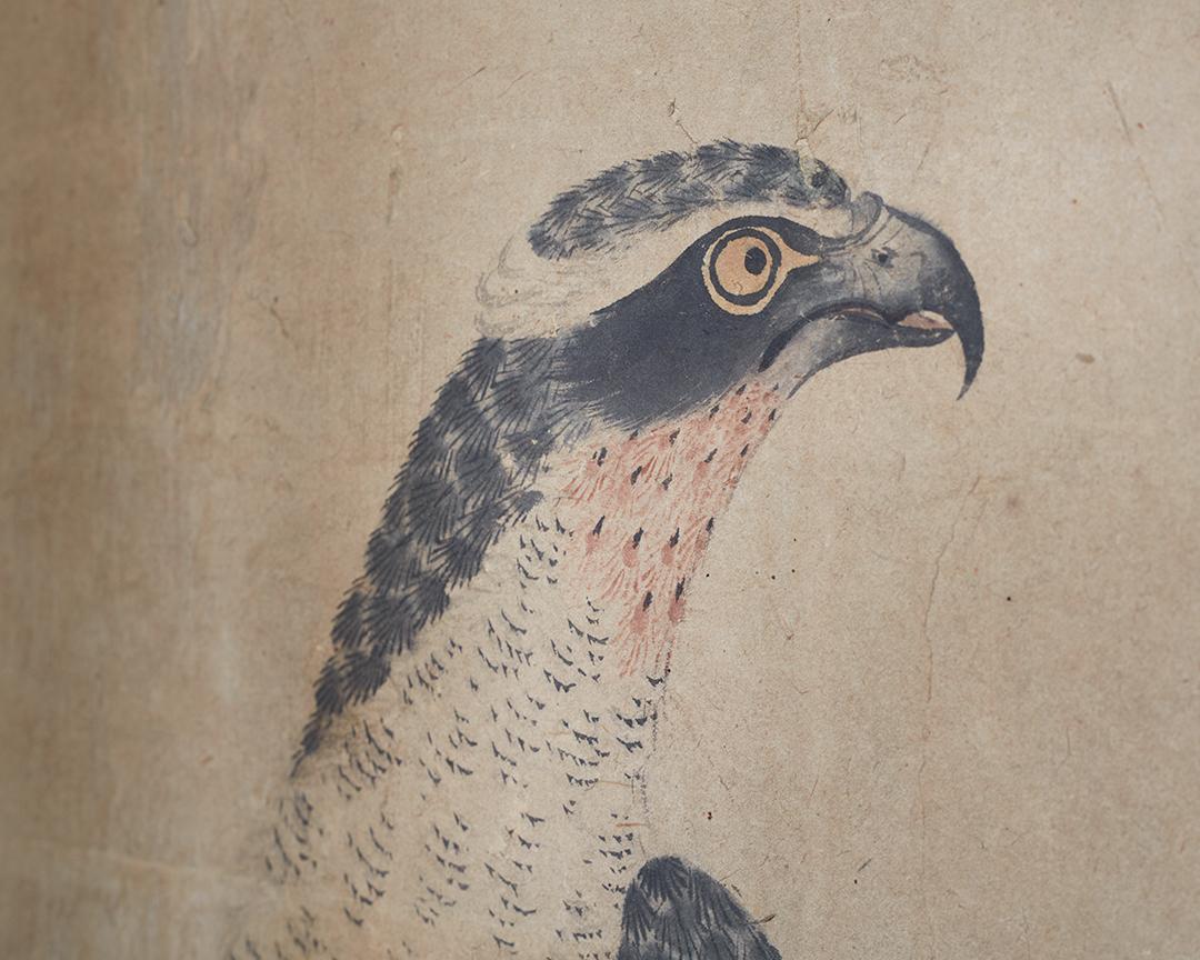 Silk A Single Late 19th Century Six Panel Paper Screen, in the manner of Soga Chokuan For Sale