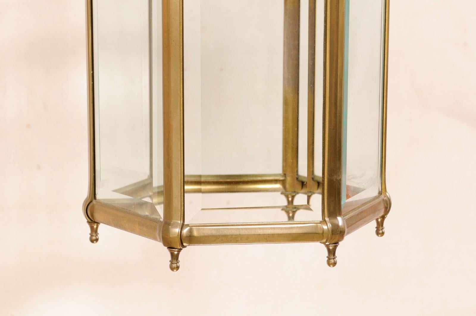 Single Neoclassical Style Brass Lantern In Good Condition For Sale In Atlanta, GA