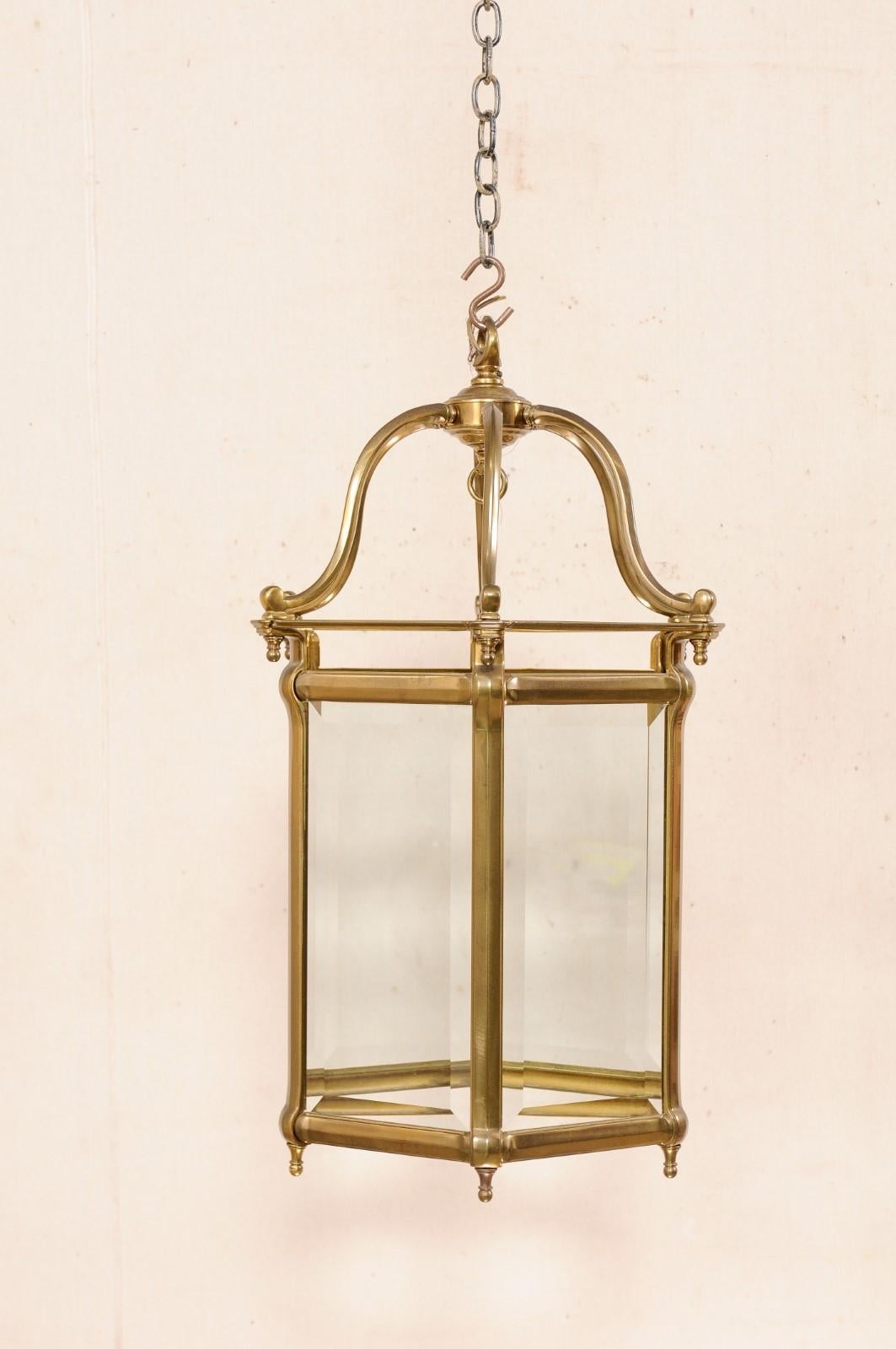 Single Neoclassical Style Brass Lantern For Sale 1
