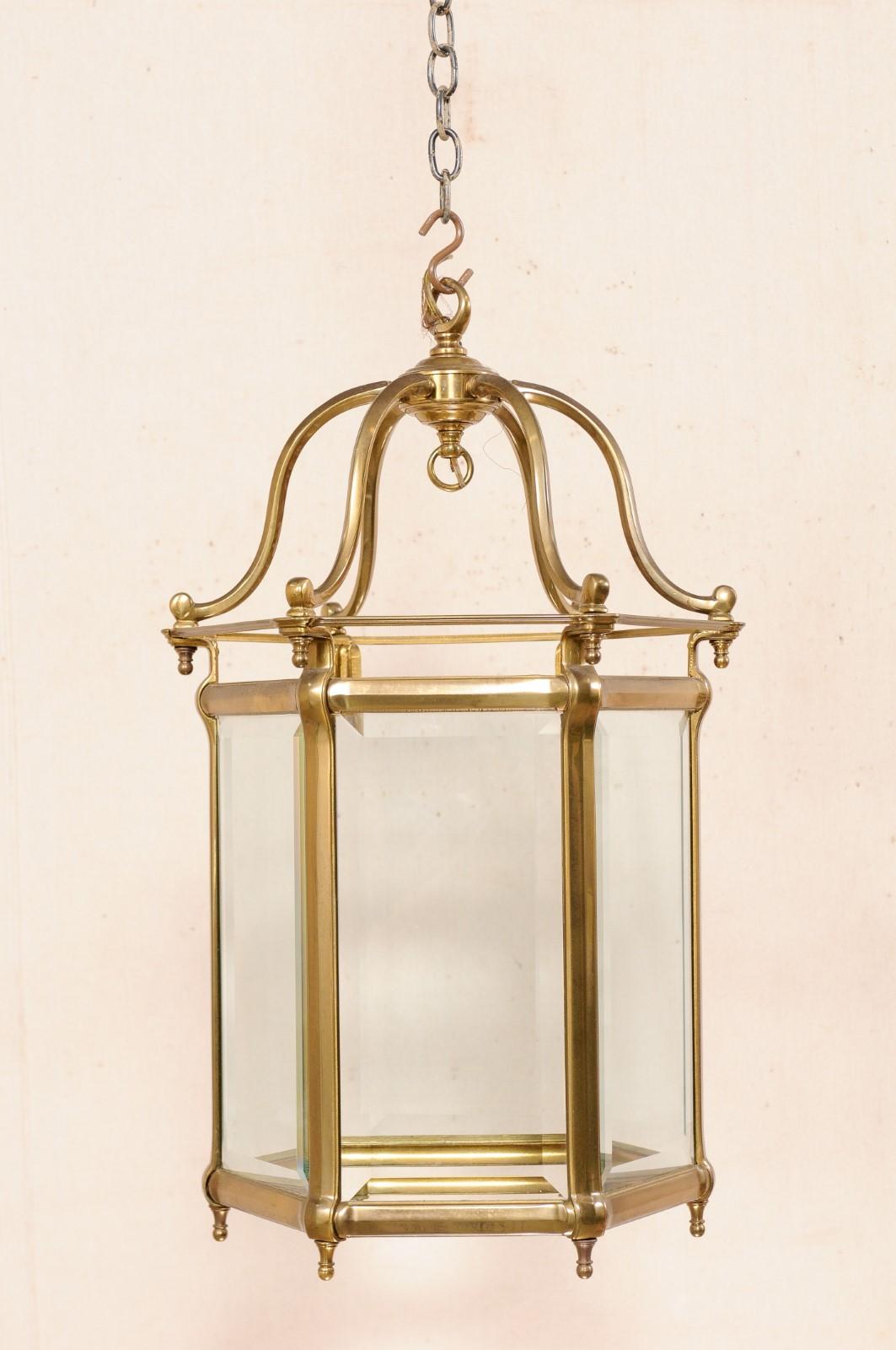 Single Neoclassical Style Brass Lantern For Sale 2