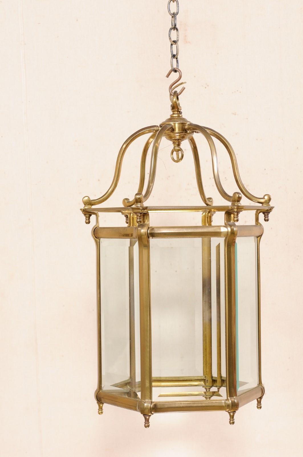 Single Neoclassical Style Brass Lantern For Sale 3