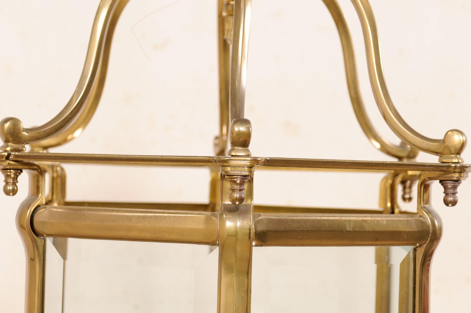 Single Neoclassical Style Brass Lantern For Sale 4