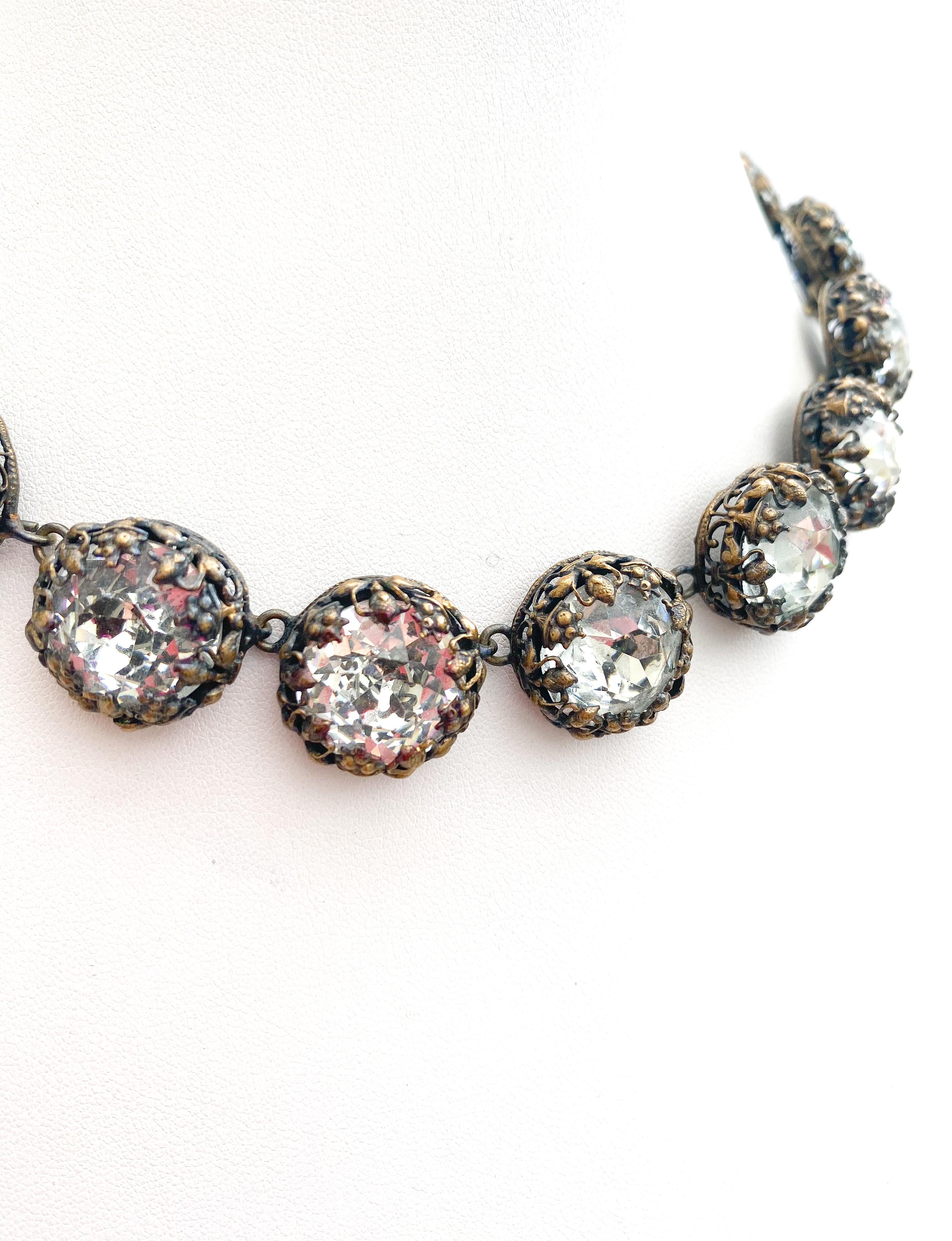 A single row jewelled necklace and earrings, att. F. Winter for C Dior, 1950s 4
