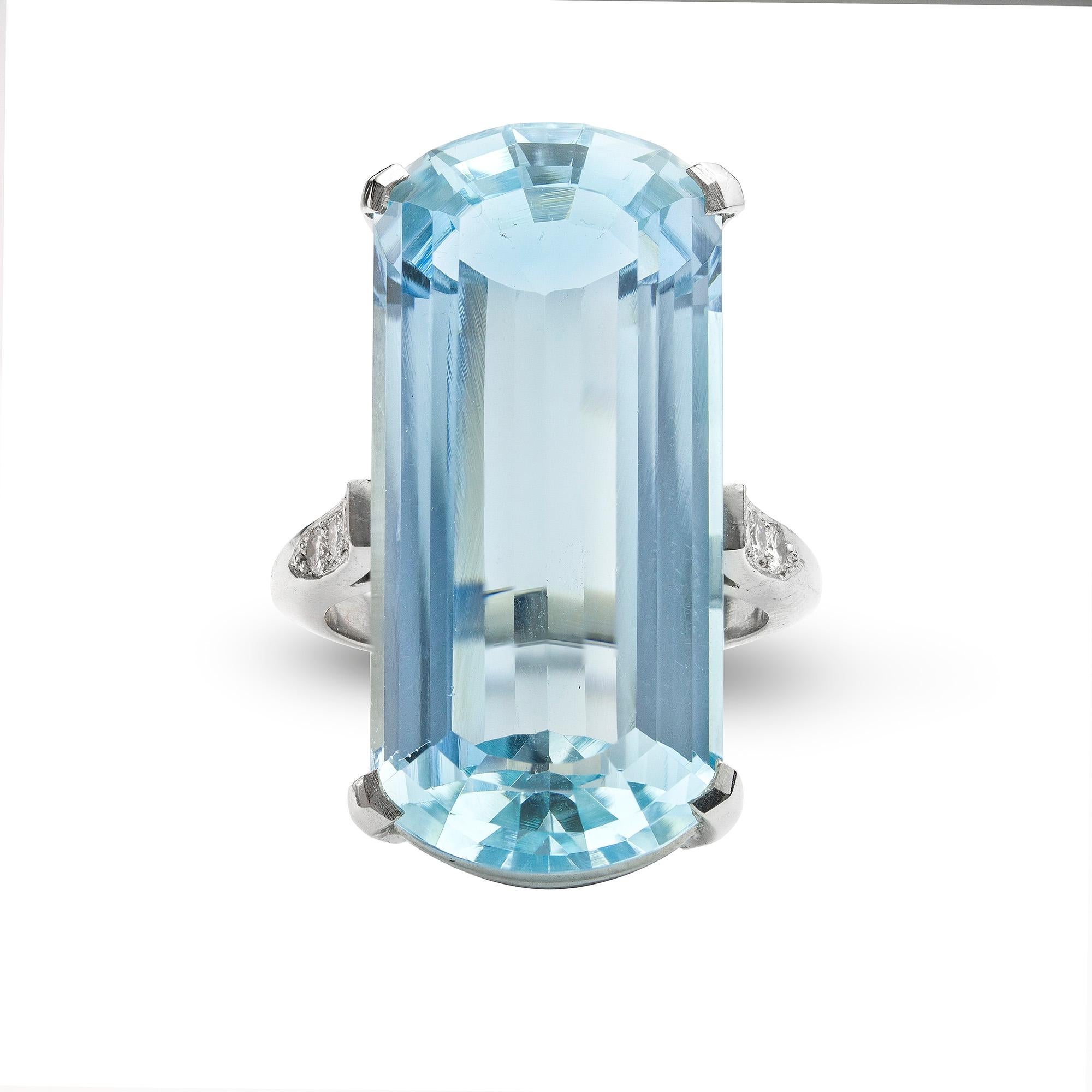 Modern Single Stone Aquamarine Ring