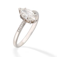 Anillo de diamantes solitario talla marquesa certificado de 1,01 quilates