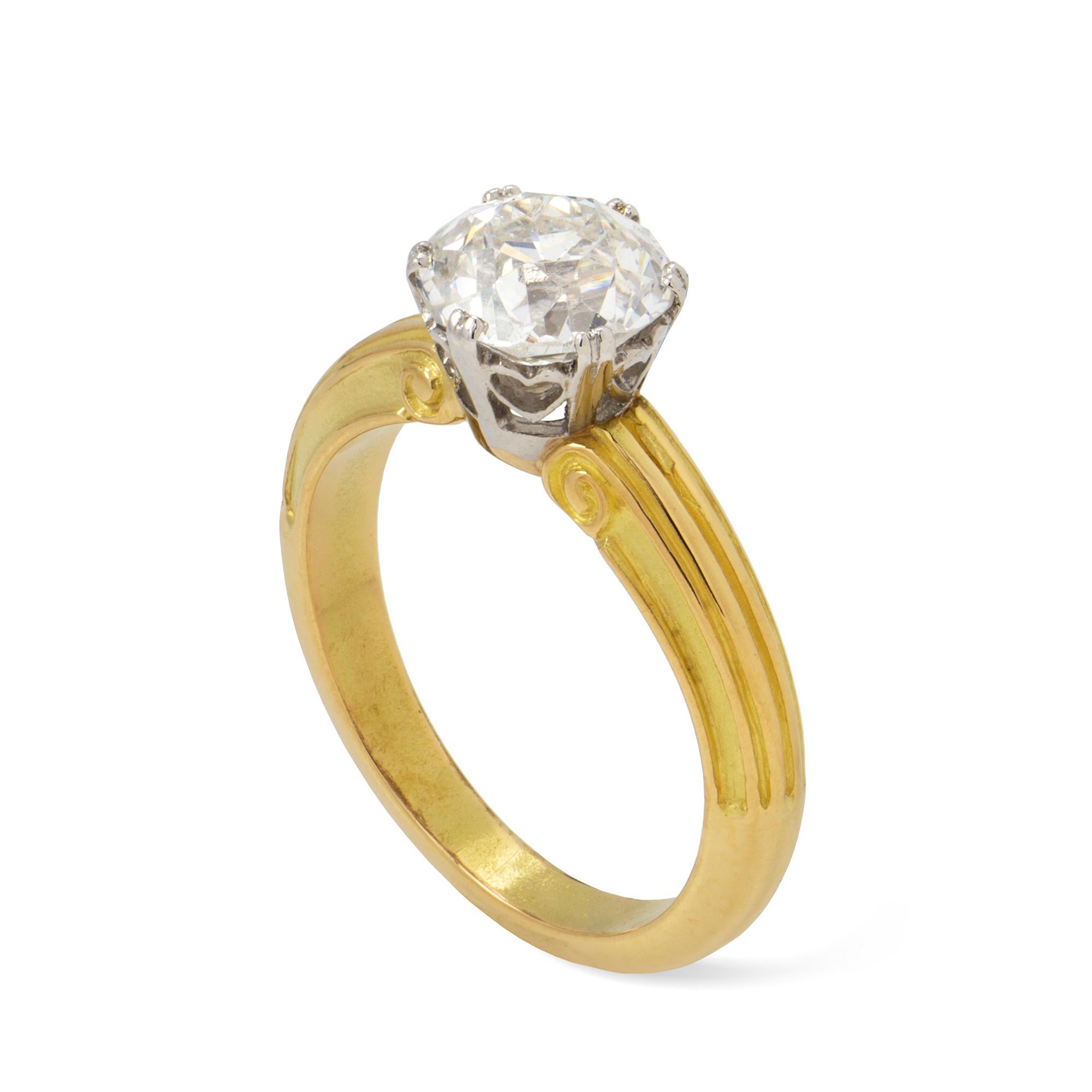 Moderne Bague solitaire en pierre unique et diamant en vente