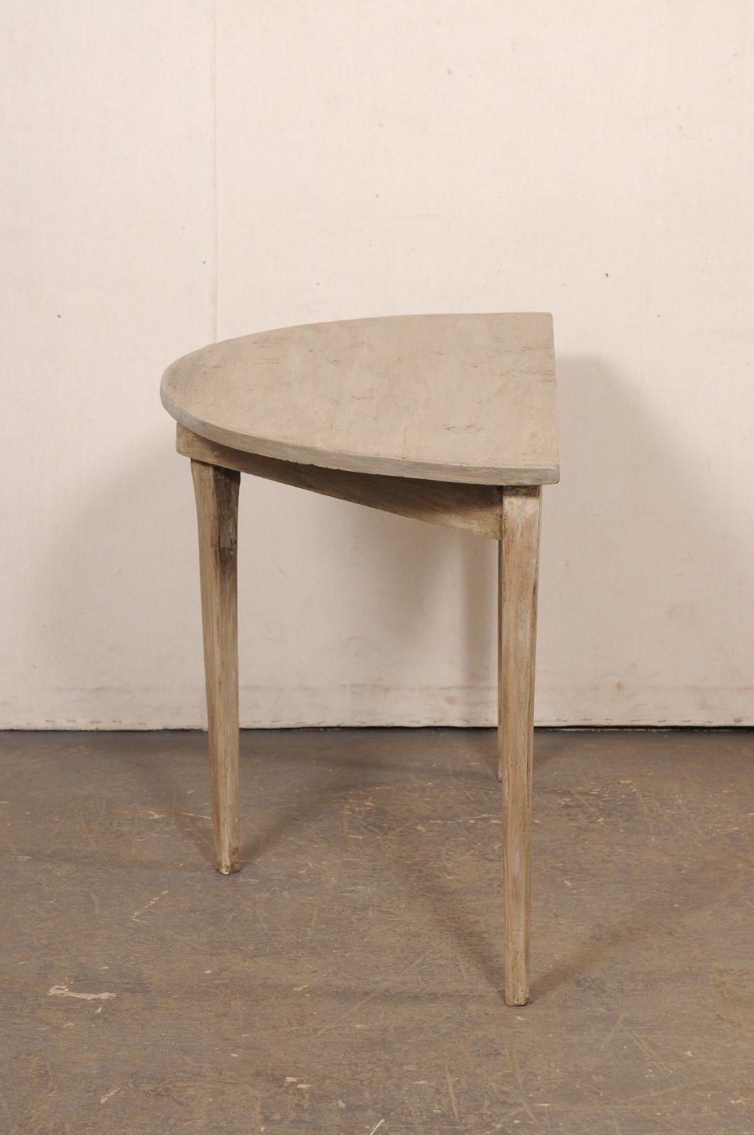 Table Demi-Lune suédoise ancienne, couleur taupe neutre 4
