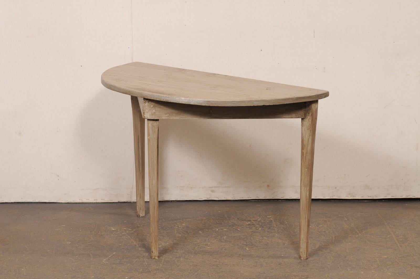 Table Demi-Lune suédoise ancienne, couleur taupe neutre 5