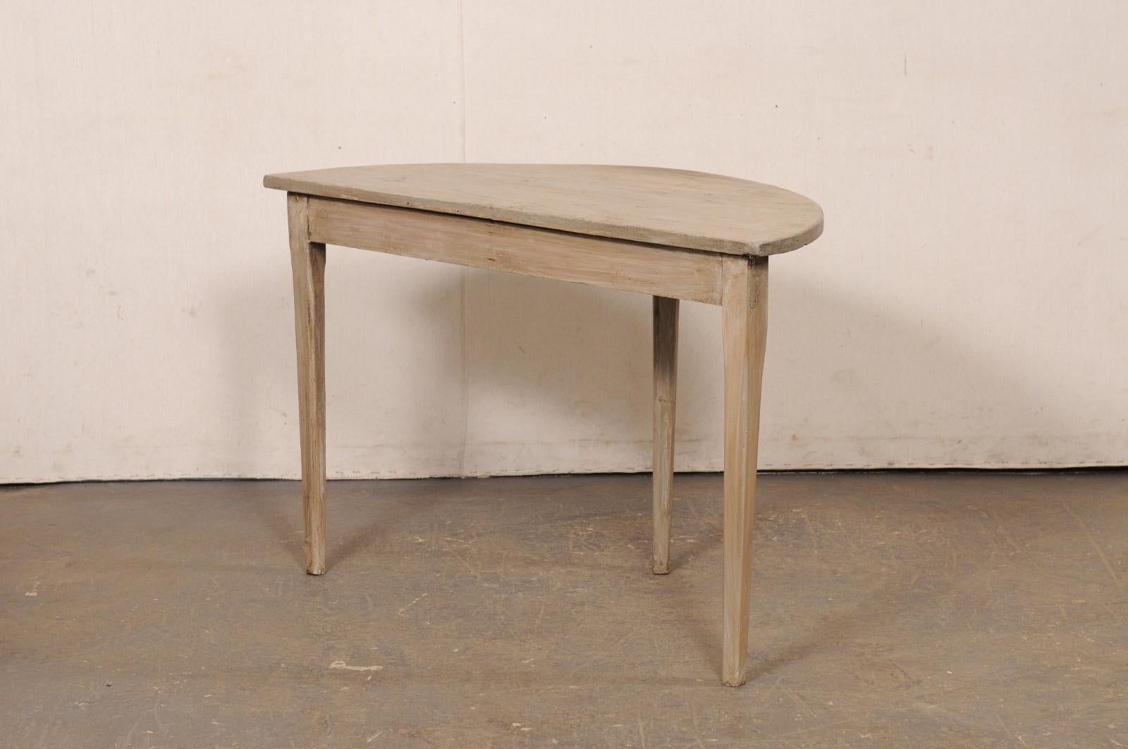 Table Demi-Lune suédoise ancienne, couleur taupe neutre 1