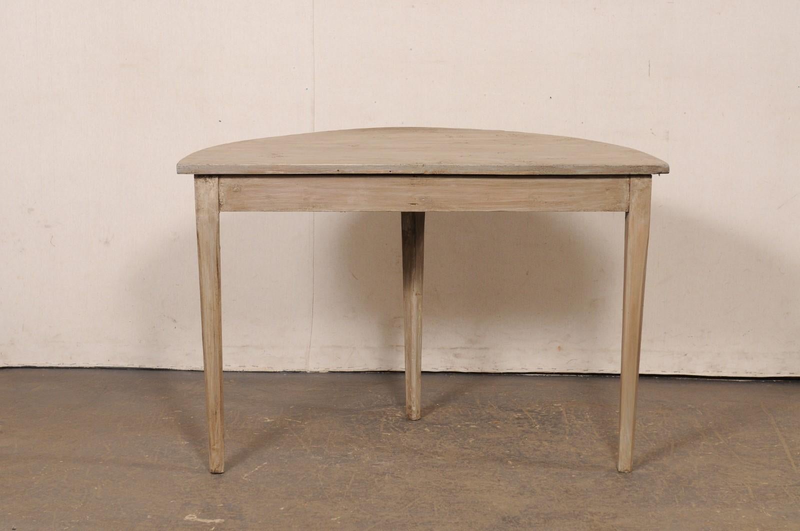 Table Demi-Lune suédoise ancienne, couleur taupe neutre 2