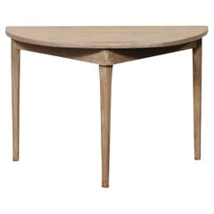 Table Demi-Lune suédoise ancienne, couleur taupe neutre