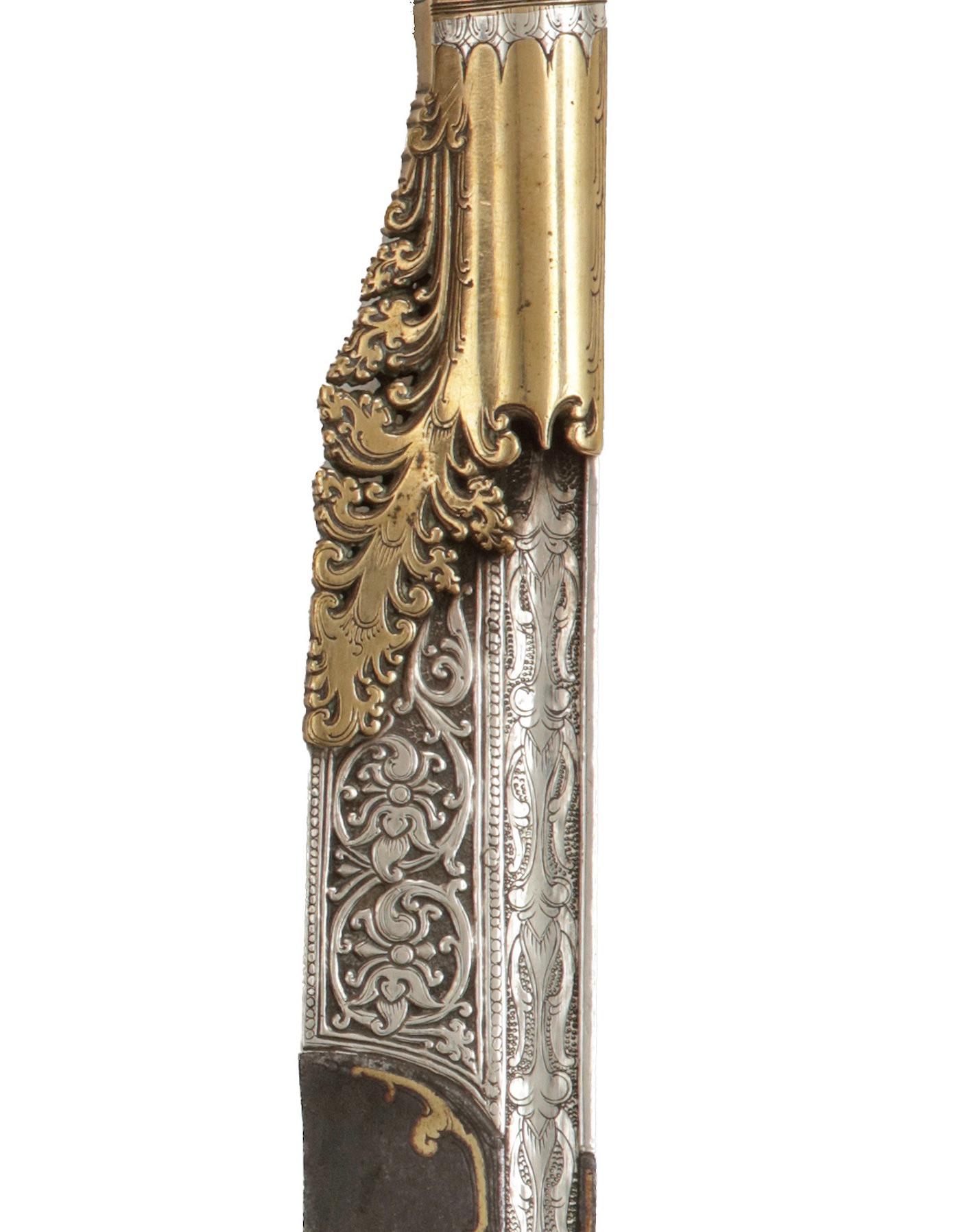 Sri Lankan A Sinhalese silver and gold Sinhalese piha-kaetta dagger, 18th century