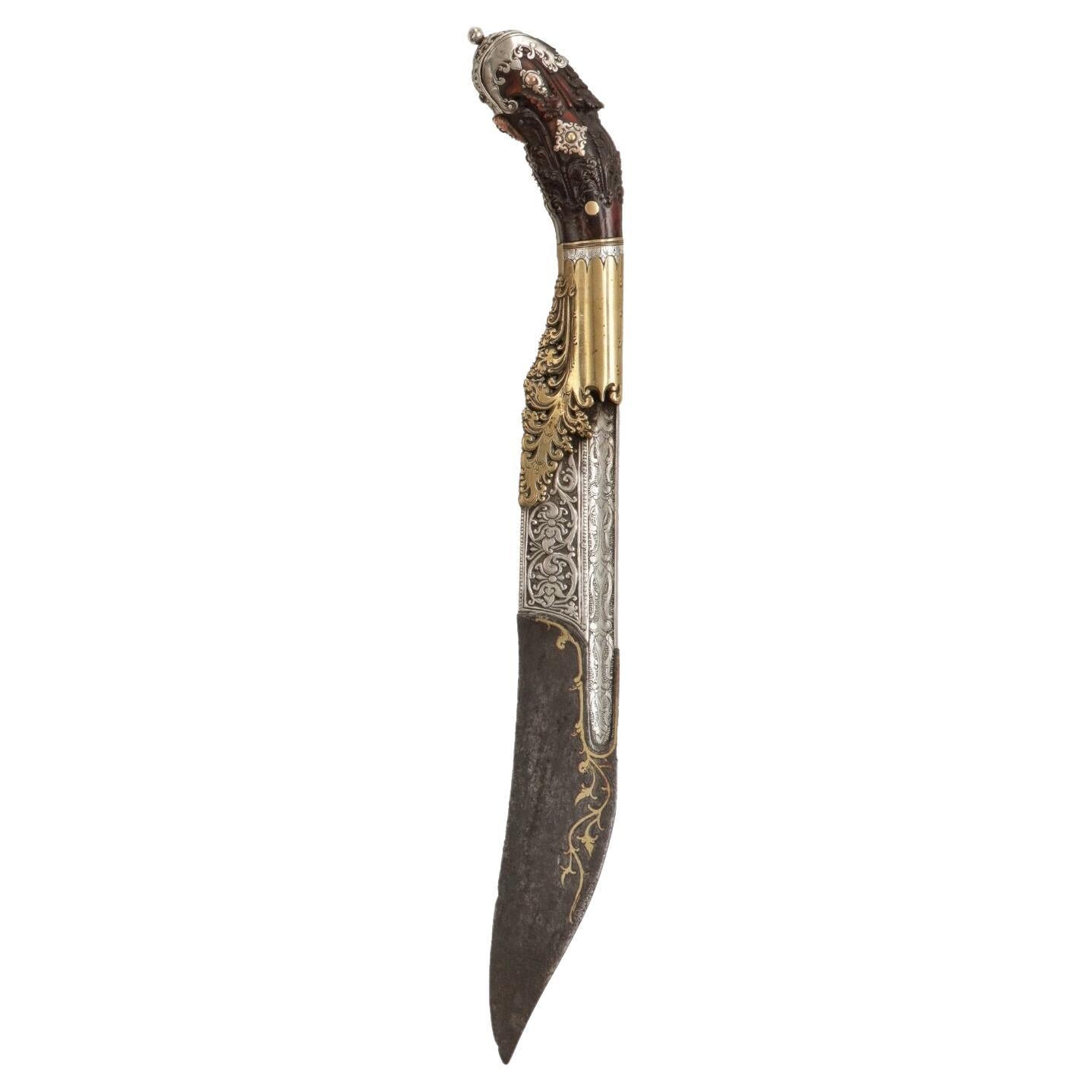 A Sinhalese silver and gold Sinhalese piha-kaetta dagger, 18th century