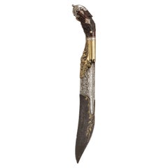 Antique A Sinhalese silver and gold Sinhalese piha-kaetta dagger, 18th century