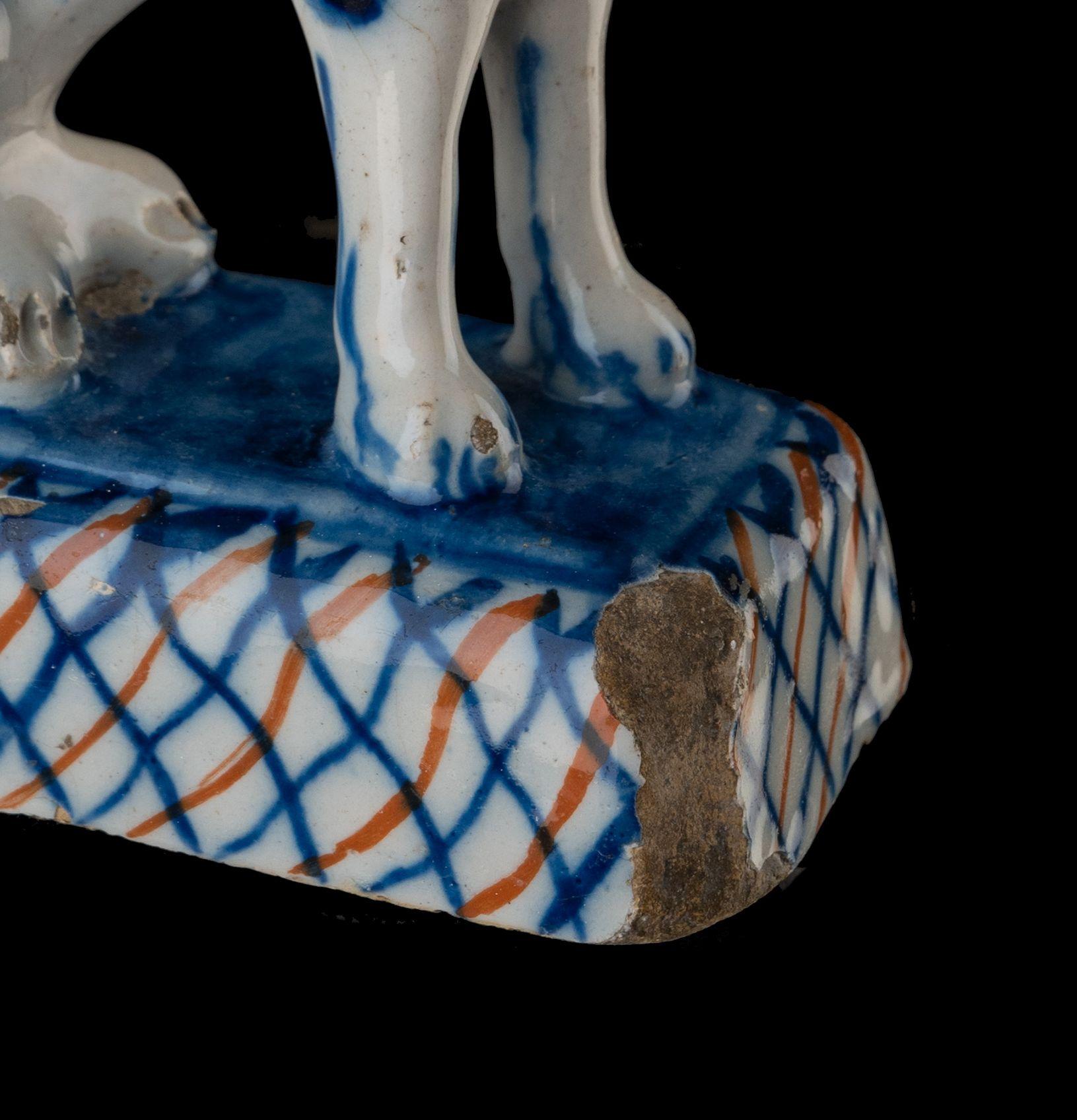 Hand-Painted Sitting Dog, Delft, circa 1740 For Sale