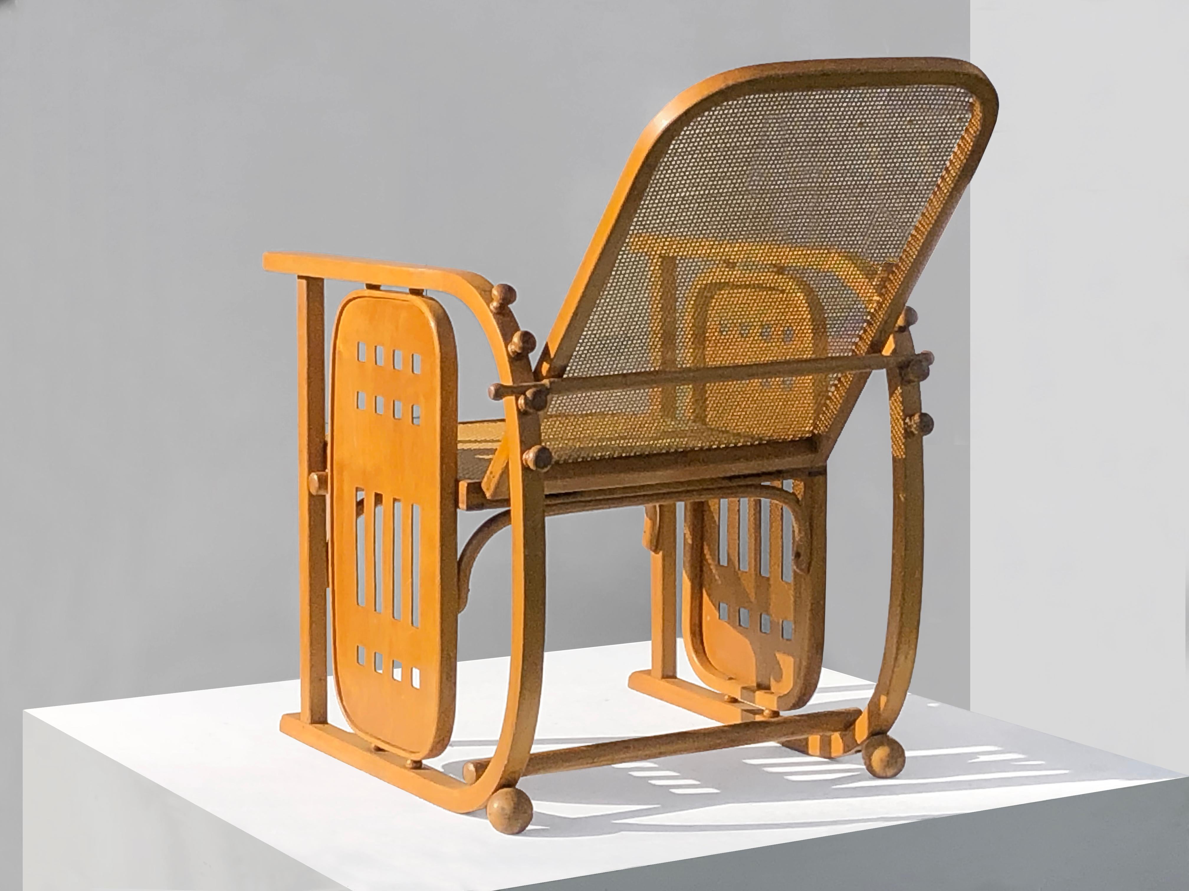 A SITZMASCHINE Stuhl von JOSEF HOFFMANN & FISCHEL WIENER WERKSTATTE Österreich 1910 im Angebot 9