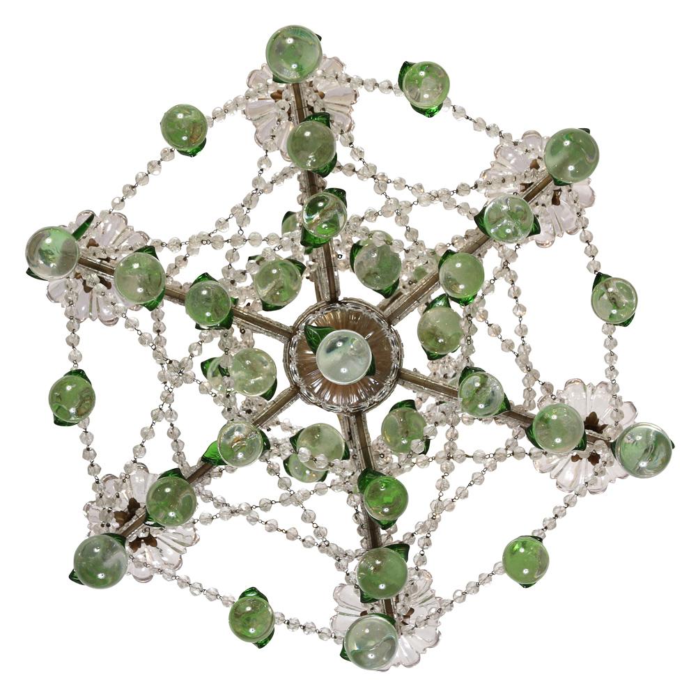 Unknown A Six-Arm Crystal and Iron Chandelier For Sale