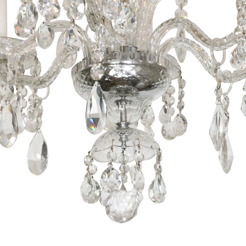 A Six-Arm Crystal Chandelier In Excellent Condition For Sale In New York, NY