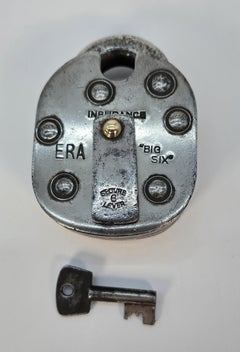 A six leaver industrial heavy steel padlock made by Era, U.K circa 1930