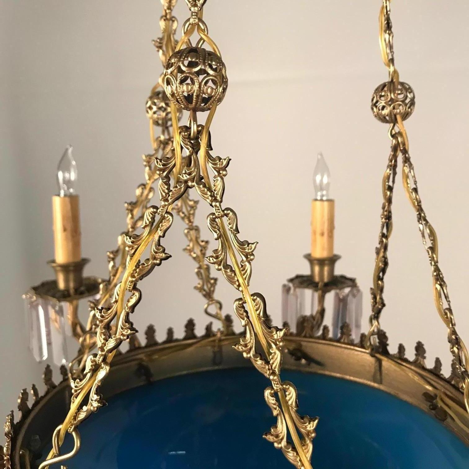 Bronze Six-Light Chandelier For Sale