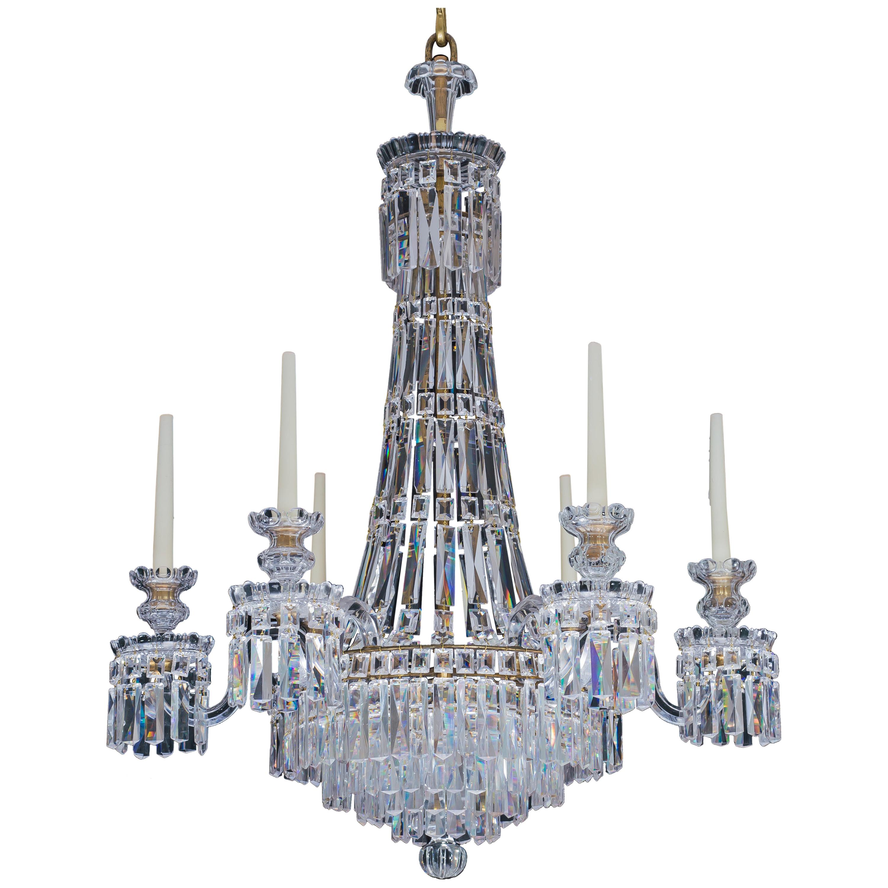 Six Light William IV Tent and Waterfall Chandelier For Sale