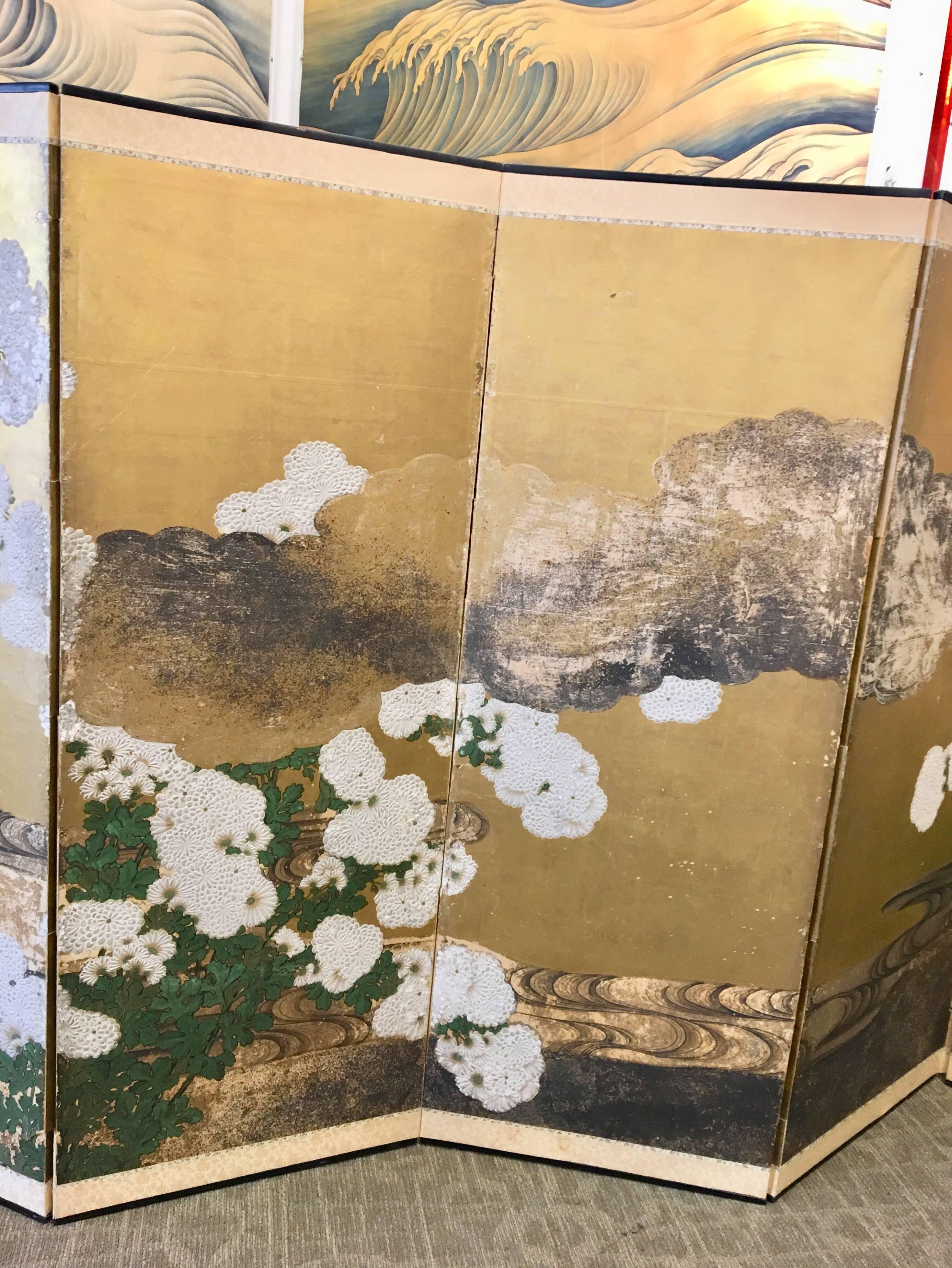 Six-Panel 19th Century Japanese Screen In Good Condition In New York, NY
